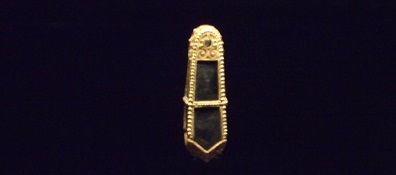a polished stone in a gold casing